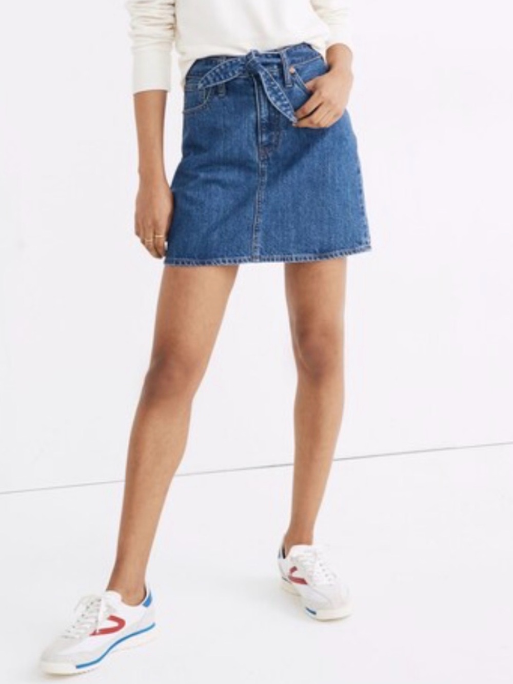 Madewell Denim Mini Skirt with Tie Waist